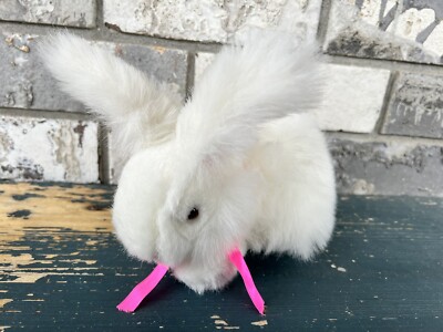 Vtg Realistic White Bunny Rabbit Plush Stuffed Animal 8'' P8