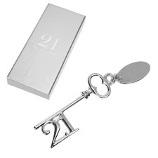21st Birthday Key Silver Plated - Engraving Tag - Keepsake Gift