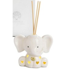 Profumatore elefante cuore oro in porcellana con luce led 10,5x6,7xh.8,6 cm bomb