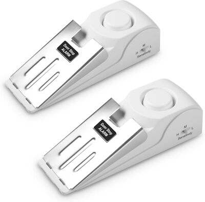2 Pack Security Door Stop Alarm 120DB Hotel Home Portable Security Safety Tools