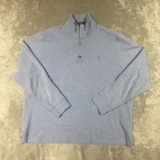 Polo Ralph Lauren Men's Size XL Pullover Sweater Quarter Zip Cotton Blue Adult