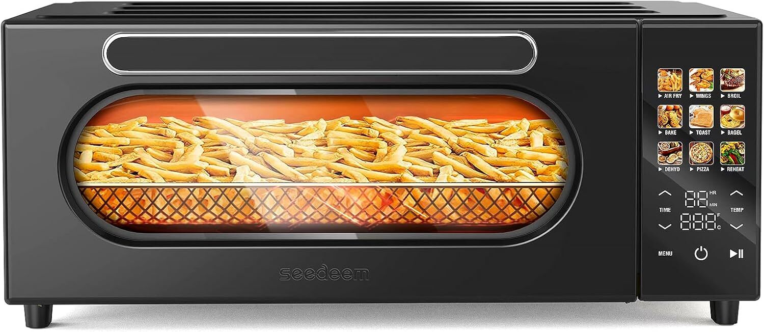 SEEDEEM 10-in-1 Air Convection Toaster Oven, 15L 20.27 × 9.05 × 16.14, Black
