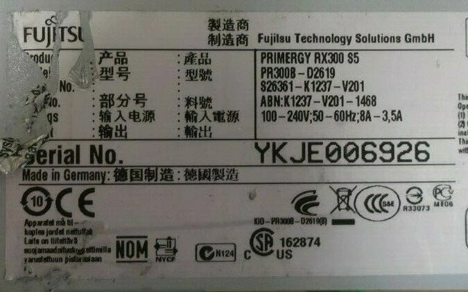 Fujitsu Primergy RX300 S5 Quad-Core E5520 2.26GHz 12GB Ram 8x 2.5" Bay 2U Server - Image 3 of 3