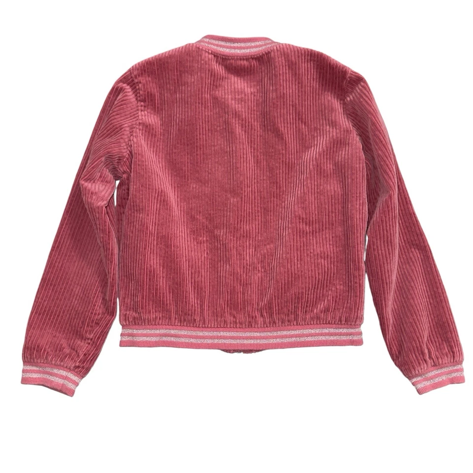 Gymboree Rose Pink Corduroy Varsity Bomber Jacket Girls Size M 7-8 Zip Up Preppy - Image 3 of 4