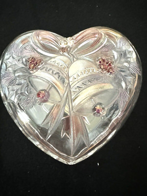 Mikasa ''Festive Bells'' Covered Heart Shape Dish/Trinket Box -NIB