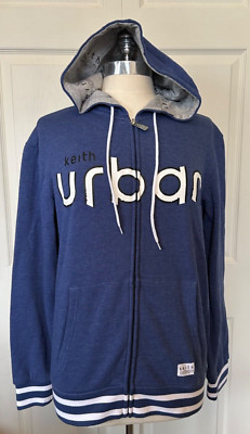 Keith Urban Ripcord Full Zip Hooded Sweatshirt Blue Spellout Adult Size S Tour
