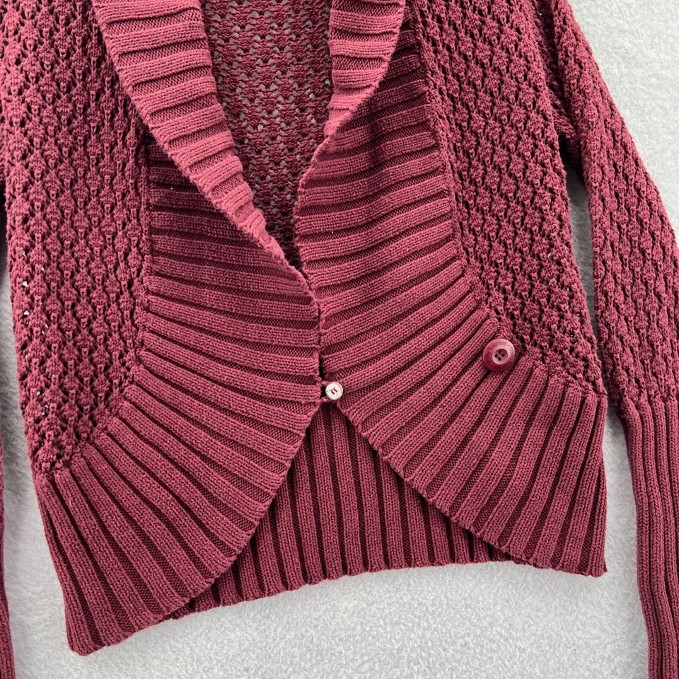 Daisy Fuentes 开衫毛衣女式小号红色上衣粗针织休闲优雅 — 第 4/4 张图片