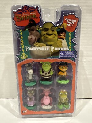 Shrek-Donkey-Puss in Boots-Dragon Fairytale Friends Mini Figure Set VTG 2006 