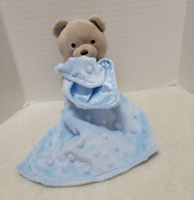 Carters Child of Mine Bear Plush Blue Lovey Minky Dots Rattle Security Blanket