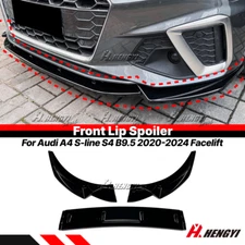 Front Bumper Spoiler Lip Kit Gloss Blk For Audi A4 S-line S4 B9.5 20-24 Facelift