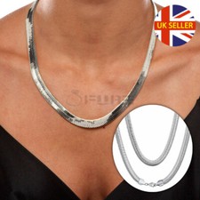 Smooth 925 Sterling Silver Filled 6MM Wide Flat Link Snake Chain Necklace 22inch