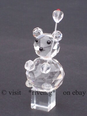 AUSTRIAN CRYSTAL TEDDY BEAR & BALLOON FIGURINE@PREMIUM CUTE CRYSTAL CUDDLY BEAR