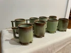 Lot of 8 - FRANKOMA POTTERY COFFEE MUG - C1 - 4" Tall - Prairie Green