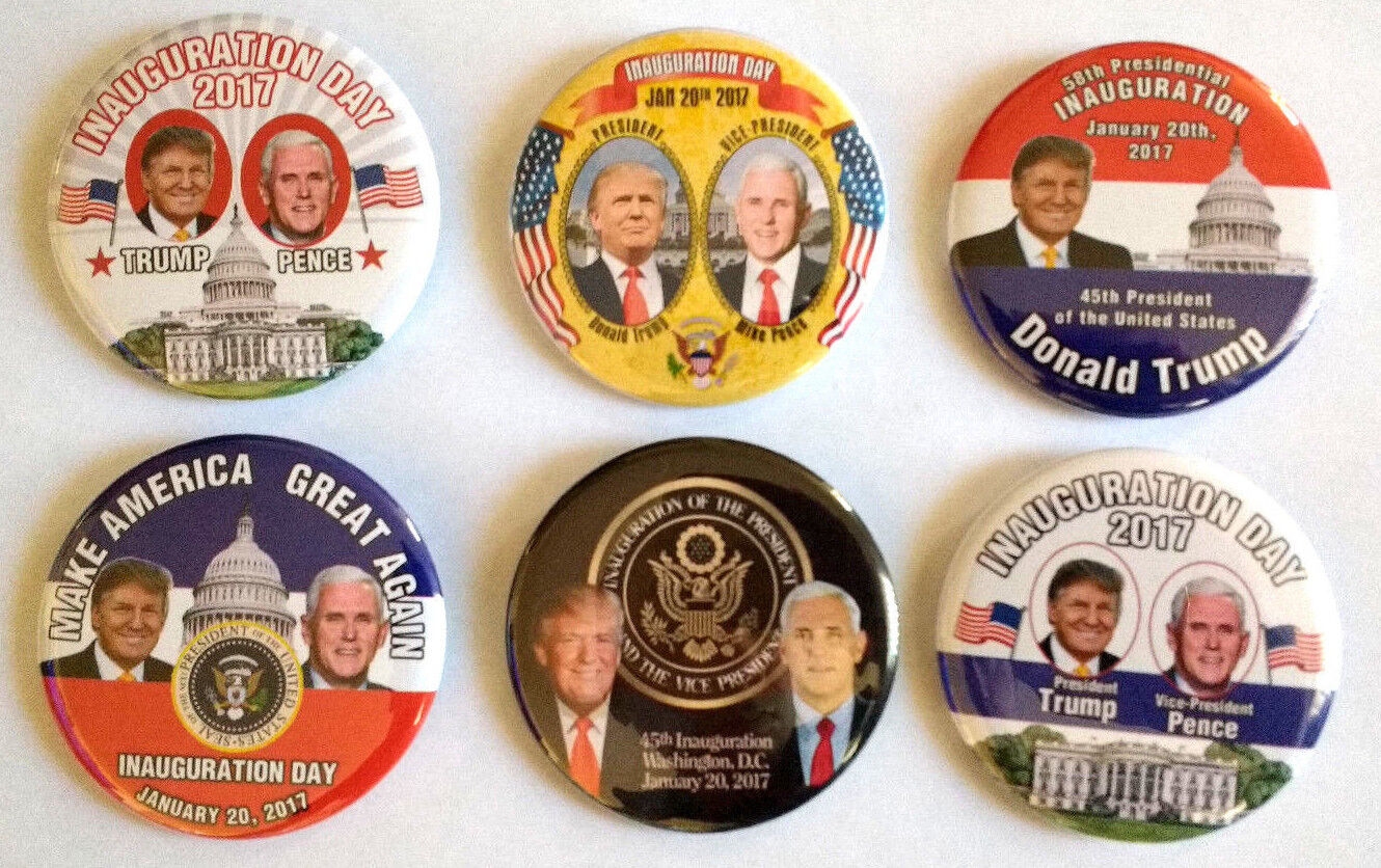 Donald Trump Mike Pence Inauguration 2017 Set Of Six Collector's Buttons 2.25&Quot;