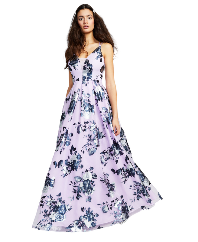 Crystal Doll Women's Juniors Metallic Floral-Print Ball Gown (Dark Lavender, 0) | eBay Crystal Doll Women's Juniors Metallic Floral-Print Ball Gown (Dark Lavender, 0) | eBay