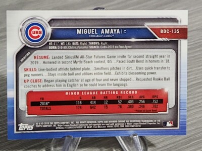 その他 Miguel Amaya Bowman chrome RC Auto /100 2019 Bowman #BCP-35 Miguel Amaya Chrome Prospects | eBay