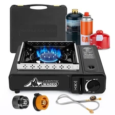 Three Fuel Portable Camping Stove with Windblocker, 3 in 1 Propane Butane Iso...
