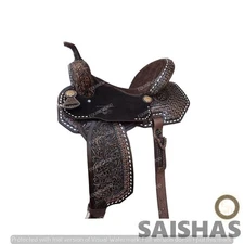 Premium Barrel Racing Western Leather Saddle Set Hand Tooled with Free Tack