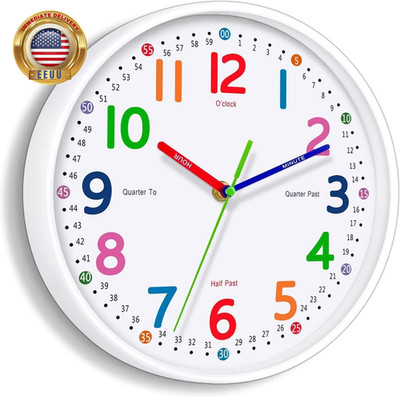 Silent Kids Wall Clock   Non-Ticking, Battery-Powered, Ideal for Teaching Time a