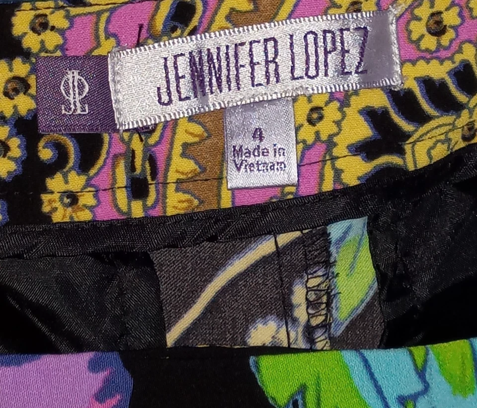 Pantalones Cortos Jennifer Lopez Negro Tropical Colorido Talla 4 Foto 3 de 4
