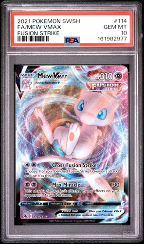2021 POKEMON SWORD & SHIELD FUSION STRIKE #114 FULL ART/MEW VMAX PSA 10