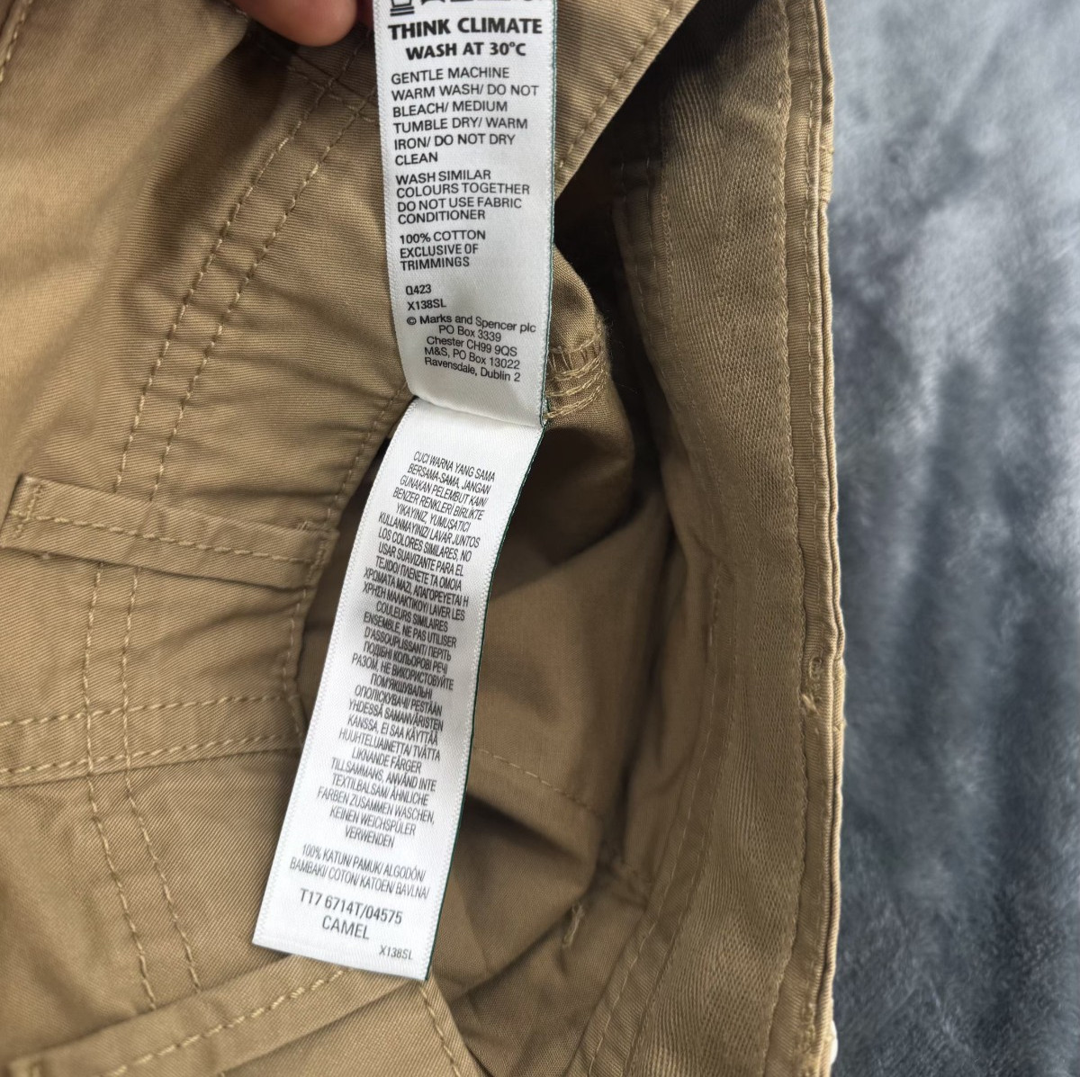 M&S Mens Cargo Trousers Beige Stone Utility Combat Pants W34 L31 Cotton Casual image 7