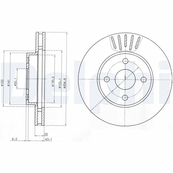 2X Bremsscheibe Delphi BG3781 FüR Toyota Corolla Verso VVT ZZE120_ ZZE120R Vvtl-image