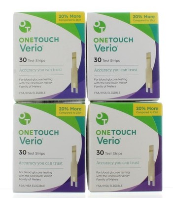 OneTouch VERIO Blood Glucose Test Strips 120CT (30x4) Free Shipping Exp 3/2027+