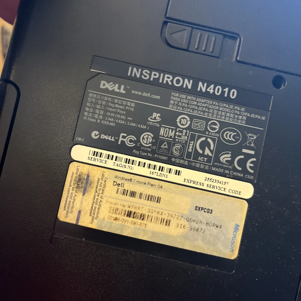 Laptop Dell Inspiron N4010 14" solo para piezas Foto 4 de 4