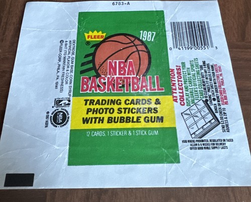 1987 Fleer Basketball NBA Jordan 2nd Year Empty Wax Wrapper