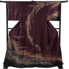JAPANESE KIMONO HOMONGI PURPLE 165cm 5 ft 5 in PURE SILK B3015