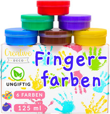 Creative Deco Fingerfarben Kinder Ungiftig | 6 X 125 Ml Becher | Intensive Farbe