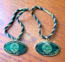 Wimbledon 2002 Tennis Fairway Village Set of 2 Entrance Bracelets Green Enamel