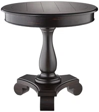 Roundhill Furniture Rene Round Pedestal Side Table, Black