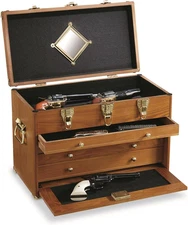 4-Drawer Collector'S Chest, Wooden Desk Storage Box Organizer Lockable Compartme