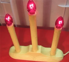 CHRISTMAS GEM  CANDELABRA 3 DRIP CANDLES/ RED LIGHTS- CANDOLIER