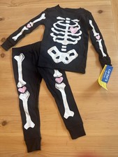 Carter s Girl Size 12 Halloween Pajamas Pink Hearts And Bones NWT