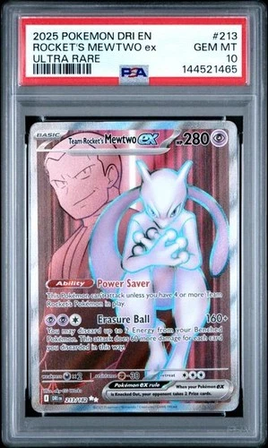Team Rocket's Mewtwo EX 213/182 Ultra Rare Dri En-destined Rivals Pokemon PSA 10