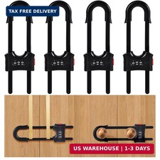 4 Packs U-Shaped Sliding Cabinet Locks, Baby Proofing Cabinets with Adjustable C