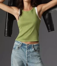 Anthropologie Pilcro Double Trouble Layered Tank Blouse Top Ribbed XXS 280187