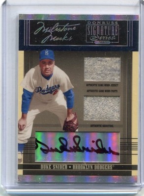 2005 Donruss Signature - DUKE SNIDER - Dual Jersey Autograph - BROOKLYN DODGERS
