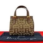 BURBERRY Logo all-over pattern Metal Handbag canvas leather Brown 69268