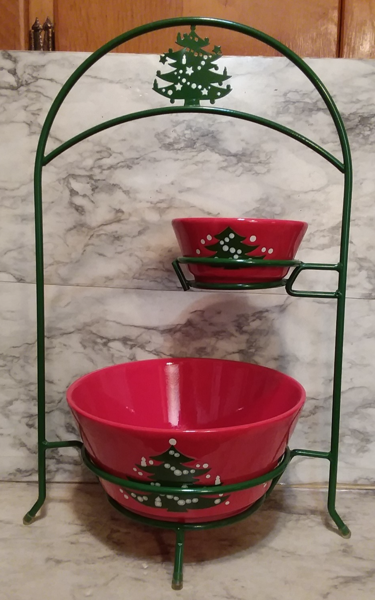 HeritageMint ヴィンテージ ティーポット 80’ フルーツバスケット WAECHTERSBACH Christmas Tree 2-Tier Green Metal Chip Dip Candy
