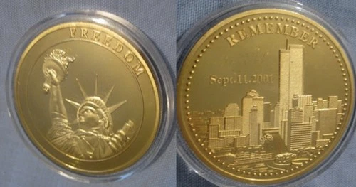 9/11 Gold Coin Statue of Liberty New York City Old Medal Trump Man United States