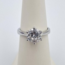 925 Sterling Silver Round Cubic Zirconia CZ Solitaire Engagement Ring Size 5.75