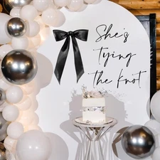 She's Tying The Knot Bow Decal - Bridal Shower Party Stickers Sign,Black Bow ...