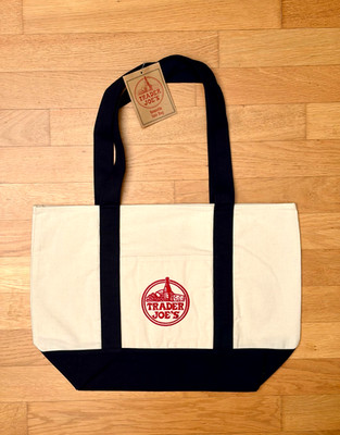 ENDLICH ZURÜCK: Trader Joe s Tote Bag Blue Canvas   Rare & New, Original USA
