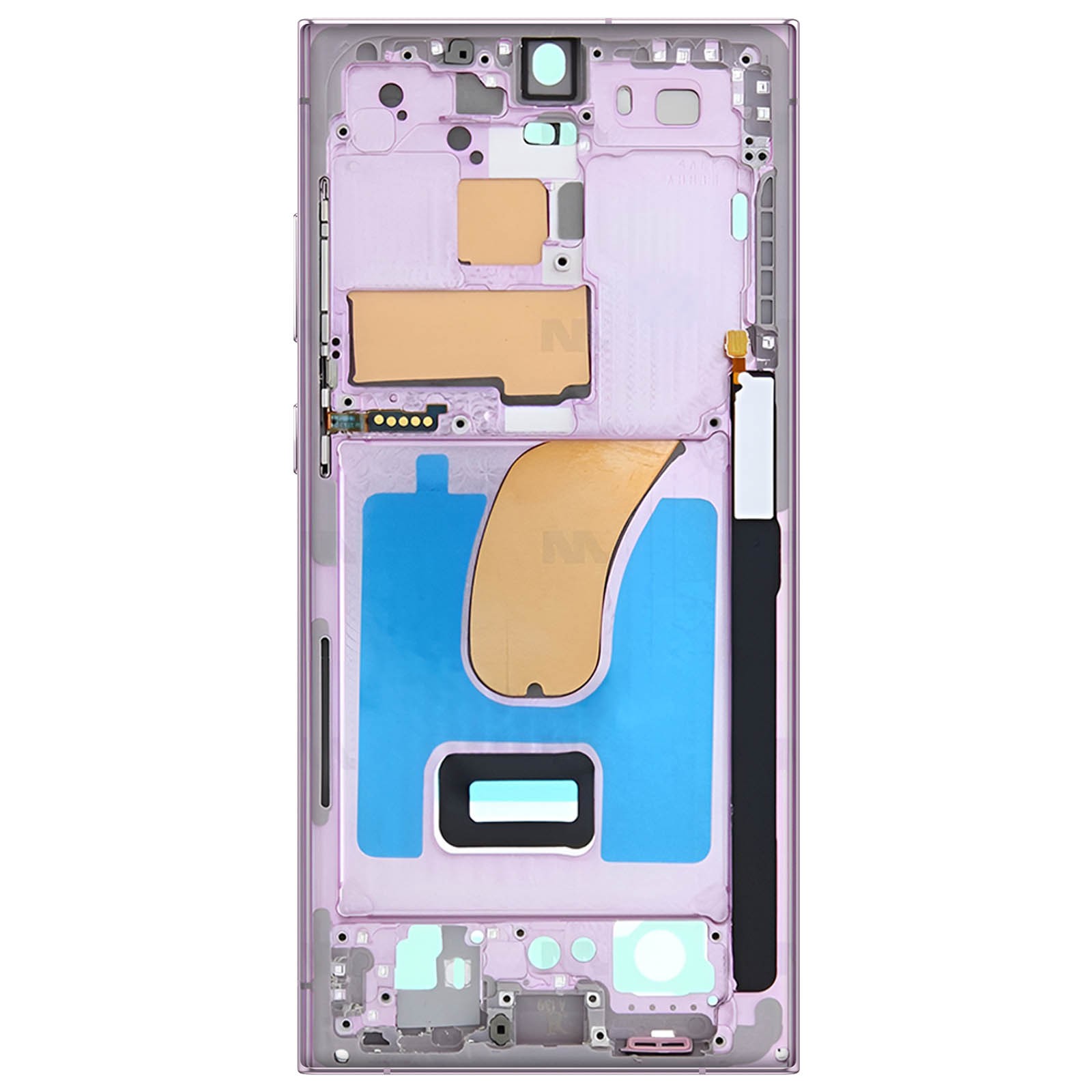 Châssis Samsung S23 Ultra lavande Clappio avec support d'antennes 5G et boutons latéraux