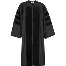 Elegant Women's Classic Doctoral Graduation Gown with Velvet Accents - Size 51
