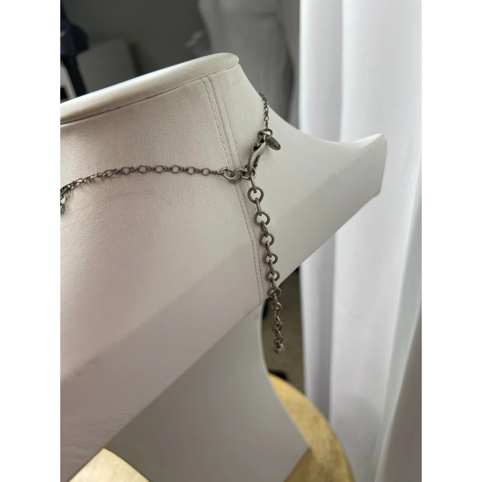 Chico's beaded pendant necklace signed costume jewelry silver tone oriental - Image 3 of 4